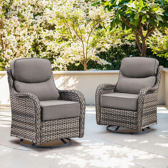 Outdoor Patio Sofa Swivel Chair with 6-Inch Thick Cushions Set