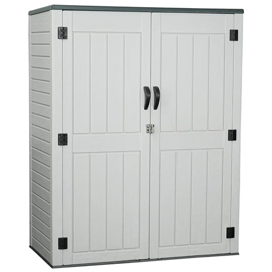 Vertical Resin Storage Shed, 60 Cuft Garden Tool Sheds & Outdoor Storage, Plastic Outdoor Storage Cabinet Waterproof, 5.6 X 2.3 Ft Backyard outside Lawn Mower Storage Shed,