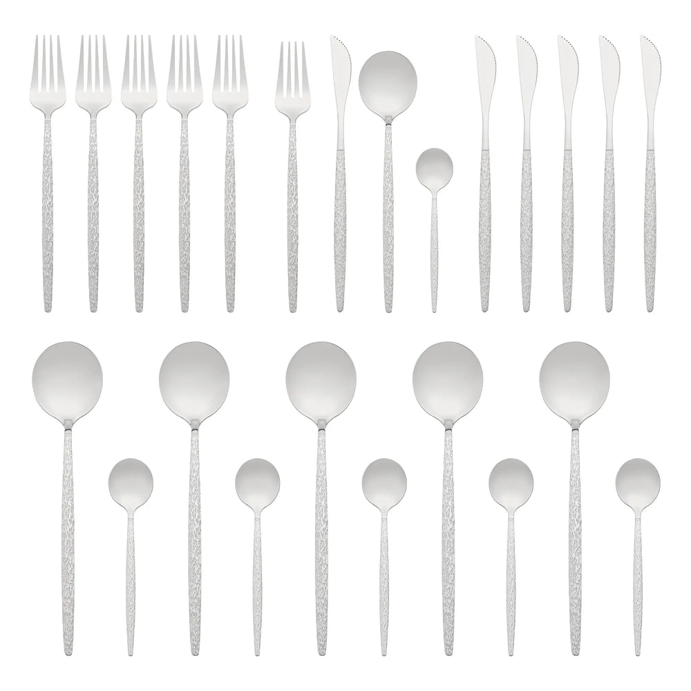24 PCS Silverware Set, Stainless Steel Flatware with Knife, Spoons and Fork, Mirror Polished Cutlery Serving Utensils Set