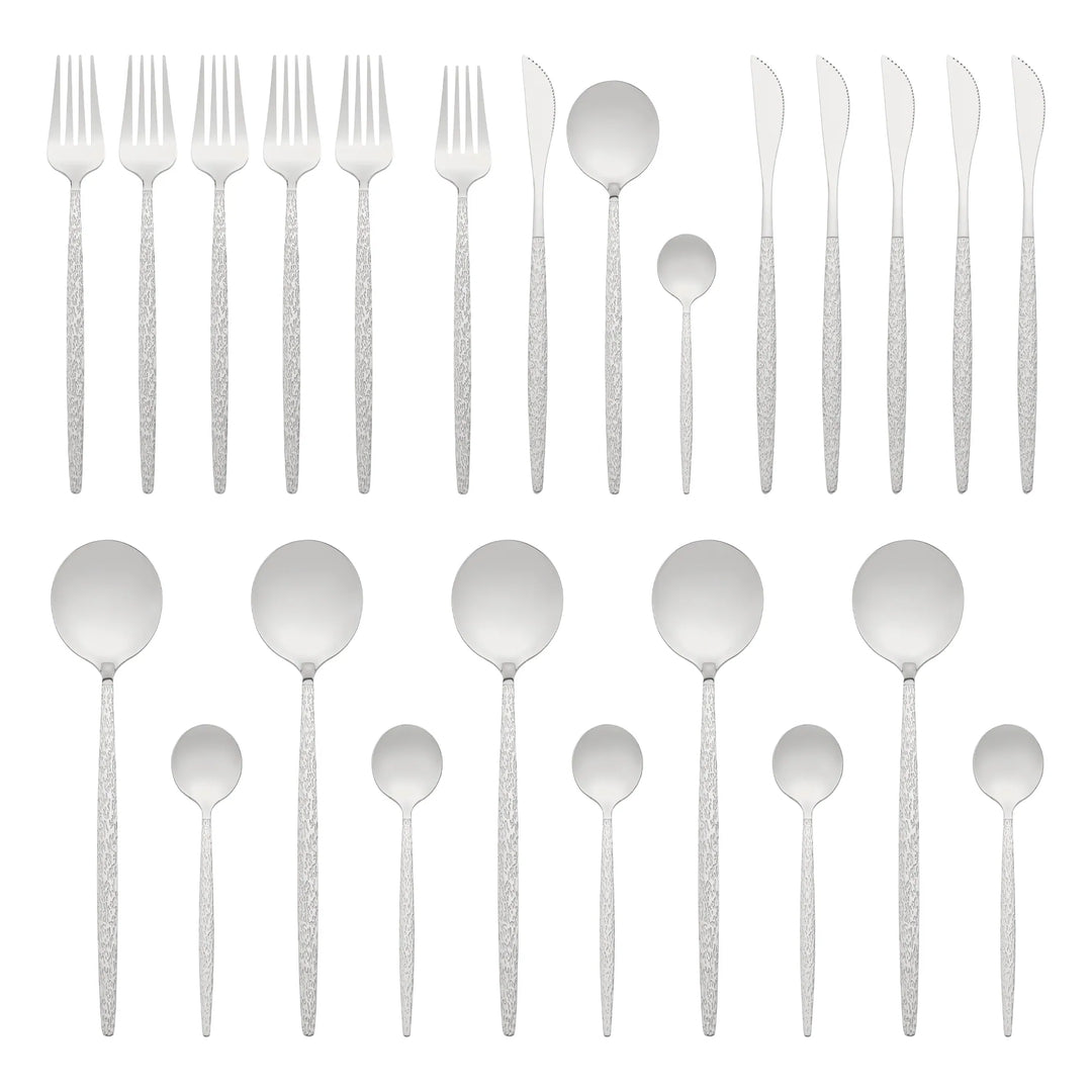 24 PCS Silverware Set, Stainless Steel Flatware with Knife, Spoons and Fork, Mirror Polished Cutlery Serving Utensils Set
