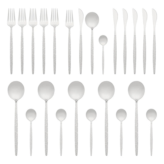 24 PCS Silverware Set, Stainless Steel Flatware with Knife, Spoons and Fork, Mirror Polished Cutlery Serving Utensils Set