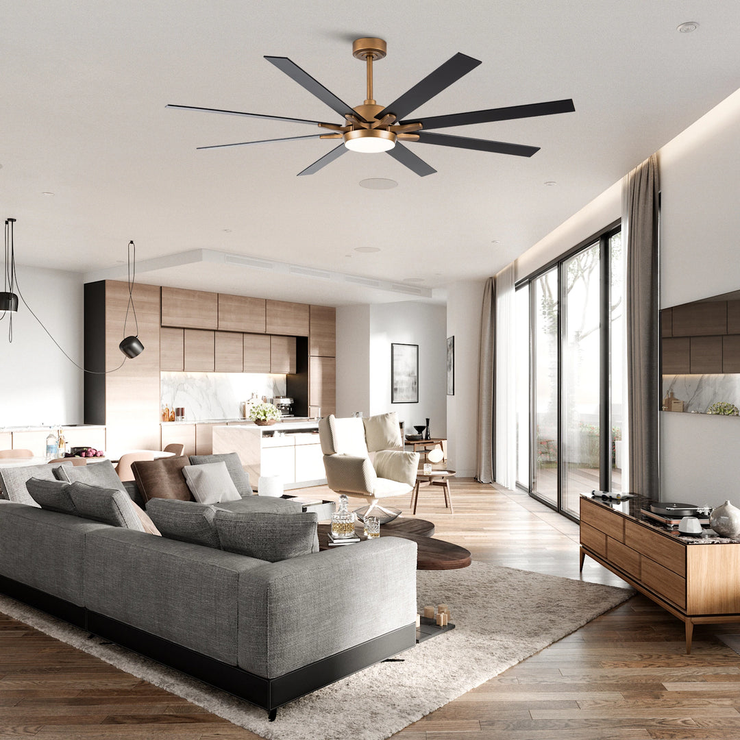 65-Inch Modern Reversible Dimmable Large Ceiling Fan with Light and Remote
