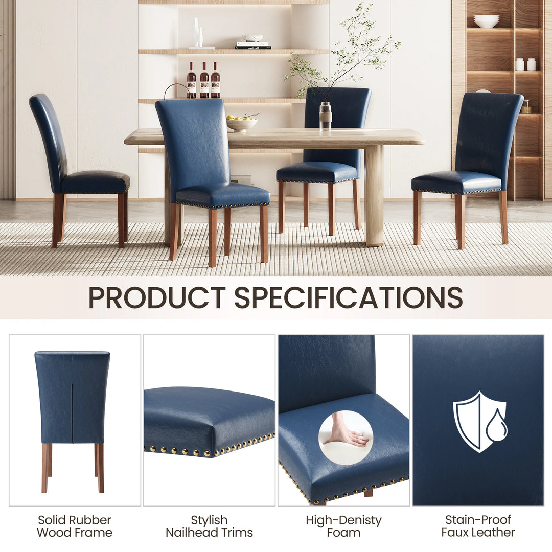 RENEWLINE Dining Chairs, Fabric with Nailhead Trim and Wood Legs
