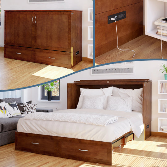 Hamilton Murphy Bed Chest with Mattress and Storage Drawer