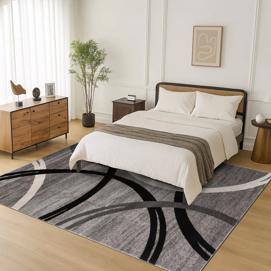 Contemporary Abstract Circles Design Area Rug