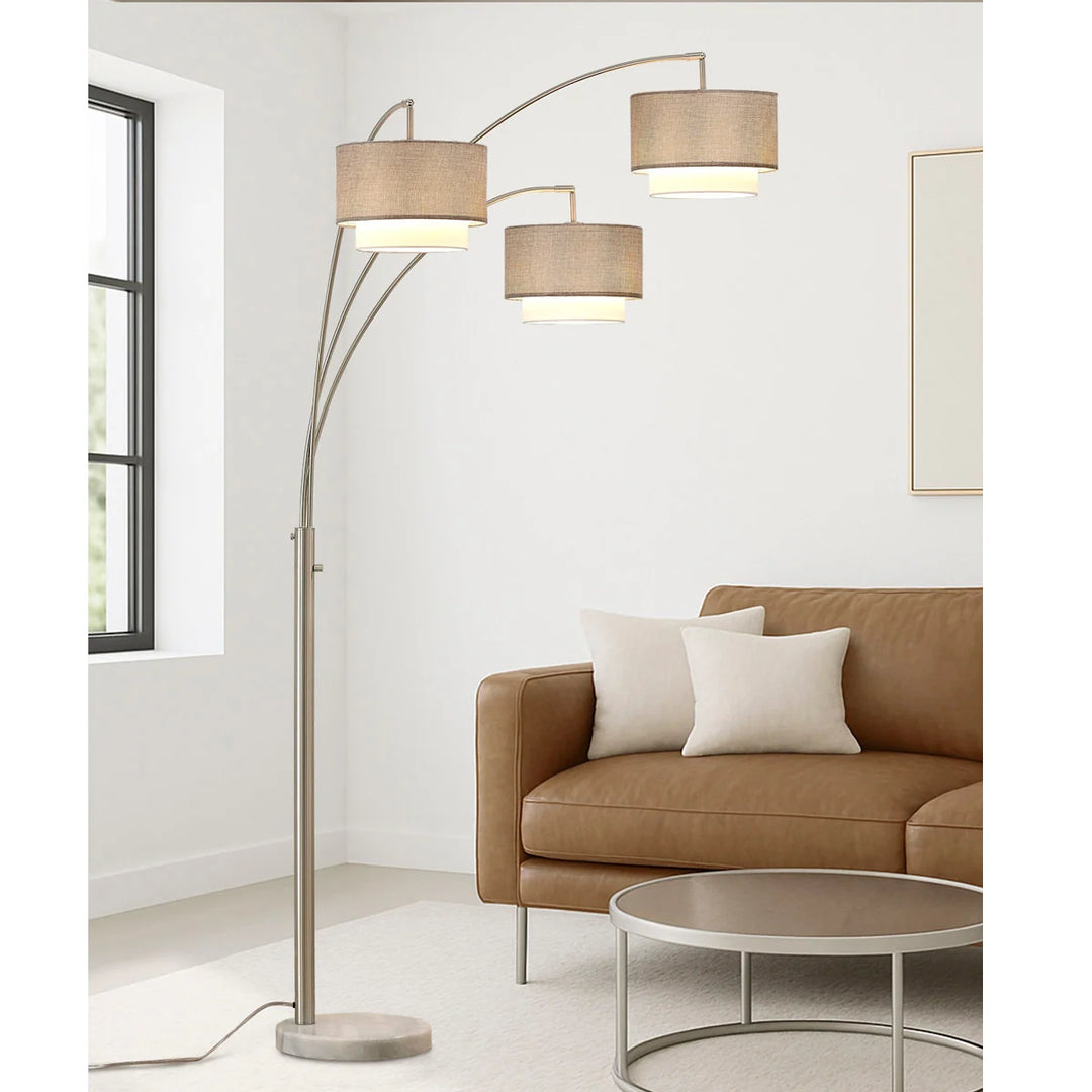 Broadway 3-Light 4-Way Switch Arch Floor Lamp