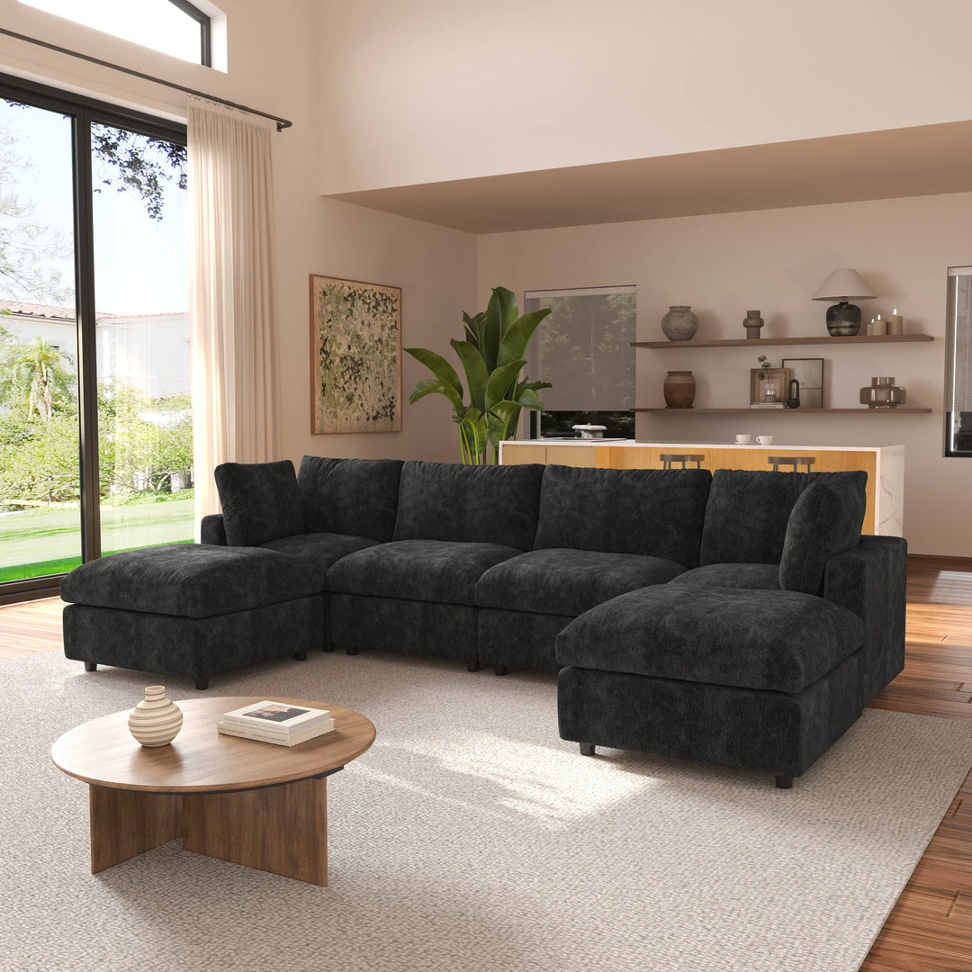 Modern Cloud Sectional Couches for Living Room Set, Chenille U-Shaped Sofa Couch
