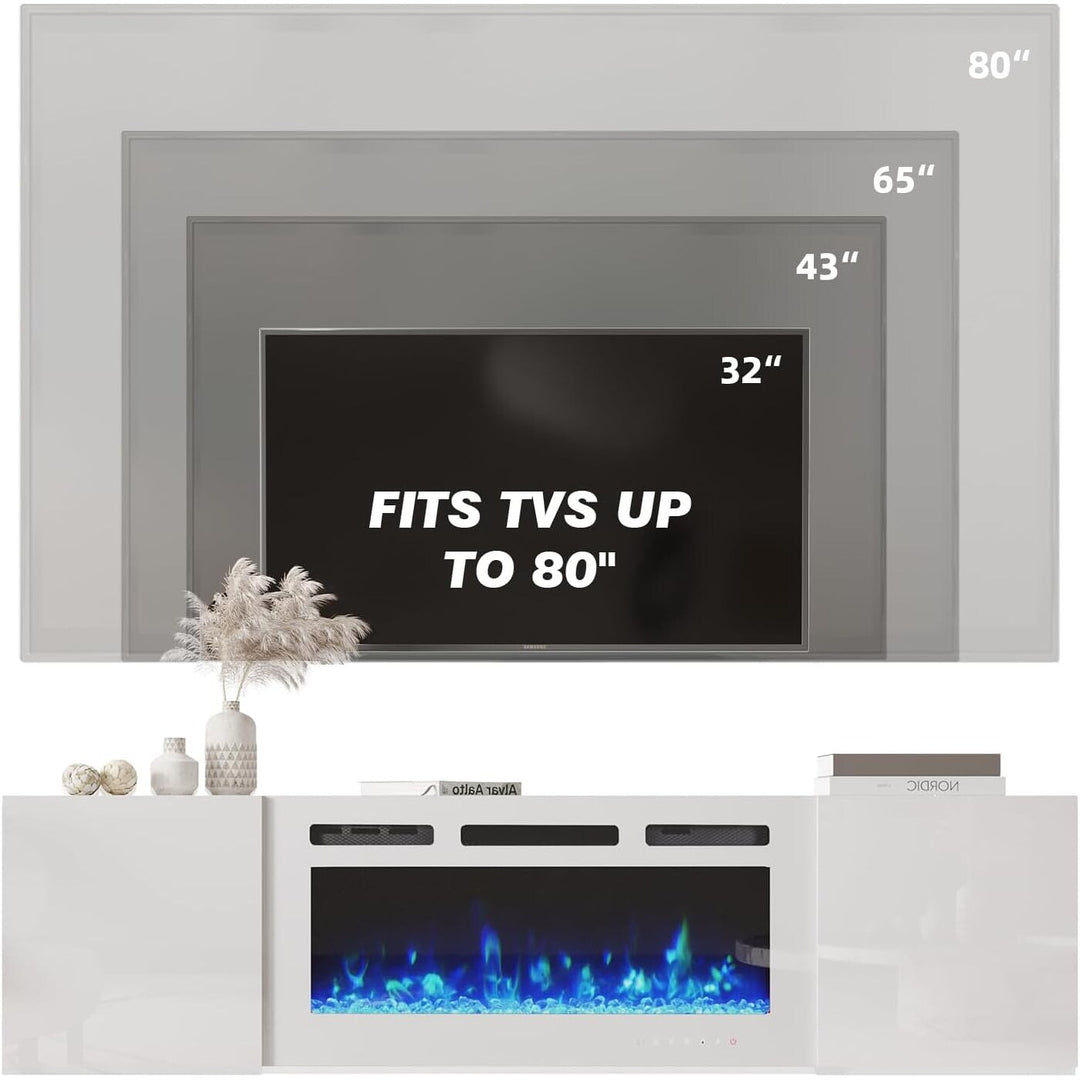 70" TV Stand with Electric Fireplace Heater, Media Entertainment Center Console for Tvs up to 80" with Storage Cabinet
