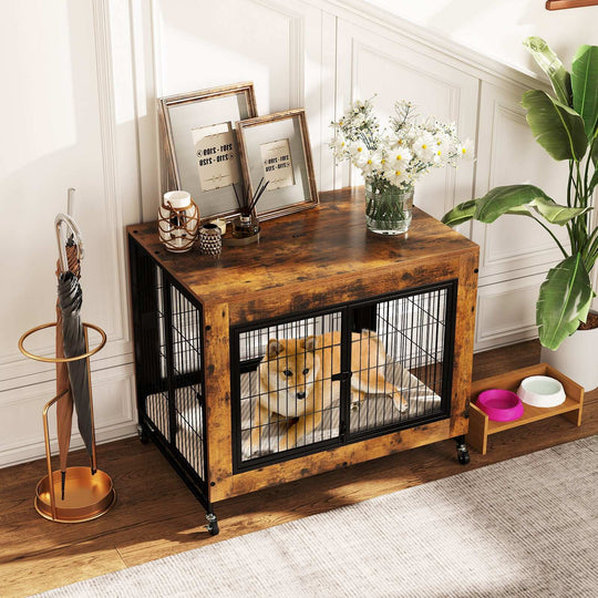 Dog Crate Furniture Industrial Dog Kennel W/ Flip-Up Top