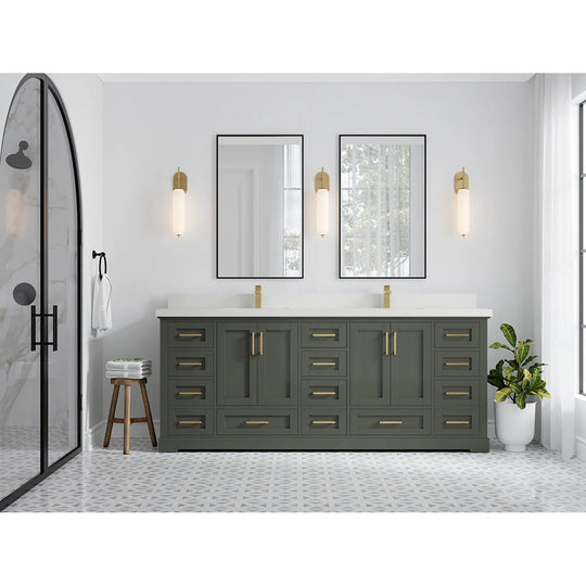Willow Collection 84 in W X 22 in D X 36 in H Boston Double Bowl Sink Bathroom Vanity with Countertop