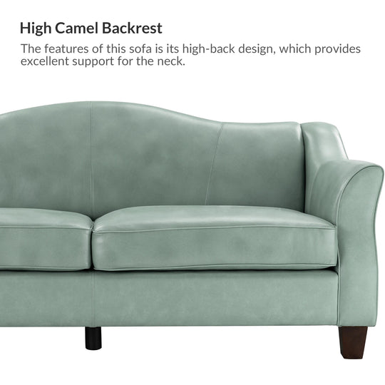 Sandra 81.5" Classic Genuine Leather Sofa with Solid Wood Legs by