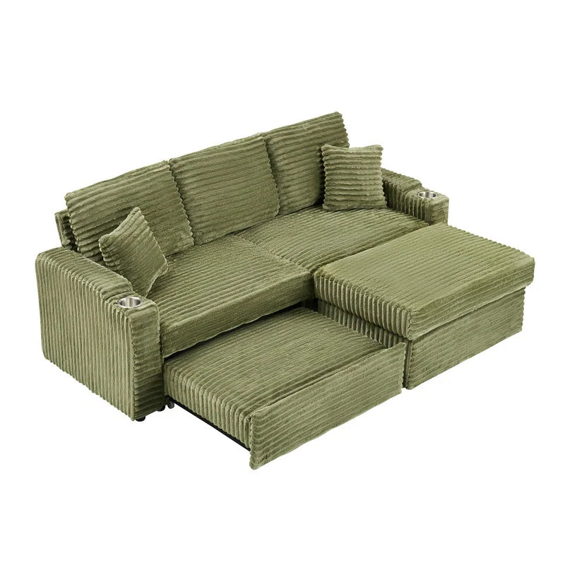80" Cordylona Sofa, Cup Holder, Ottoman Storage