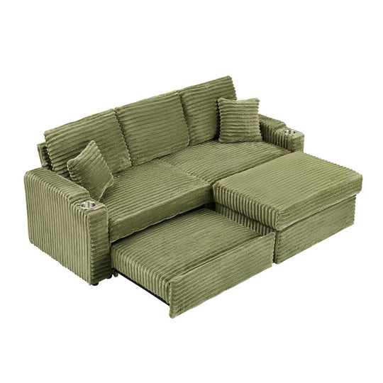 80" Cordylona Sofa, Cup Holder, Ottoman Storage
