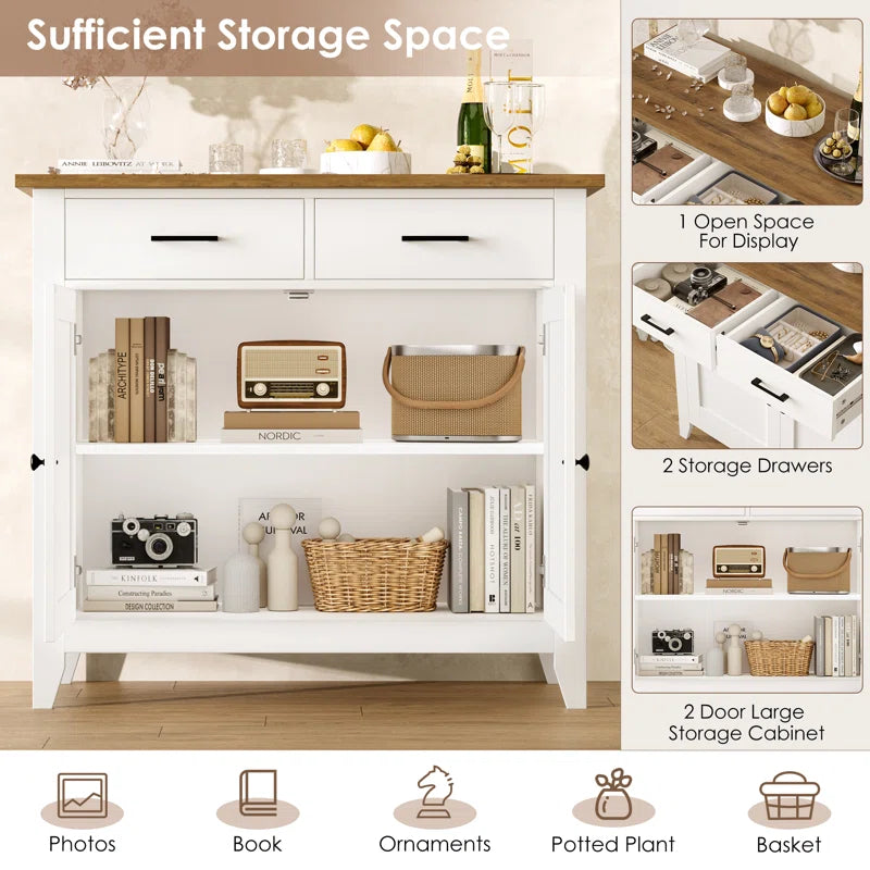 Ailynn Wood Accent Cabinets with 2 Drawers & 2 Doors