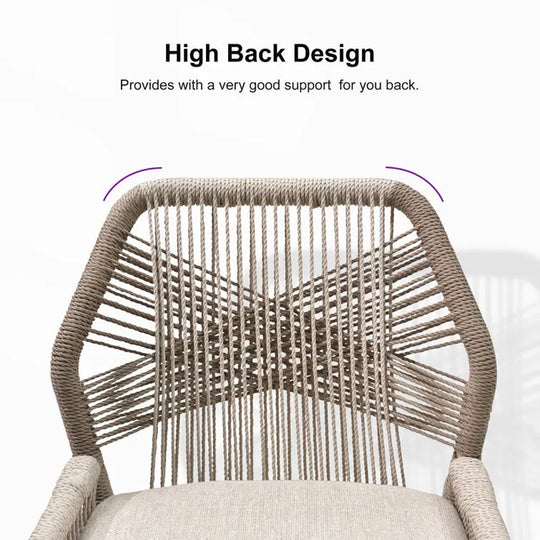 Dining Set Patio Metal Rectangular Table and Wicker Rattan Chairs for outside Porch Modern Outdoor Furniture Sets