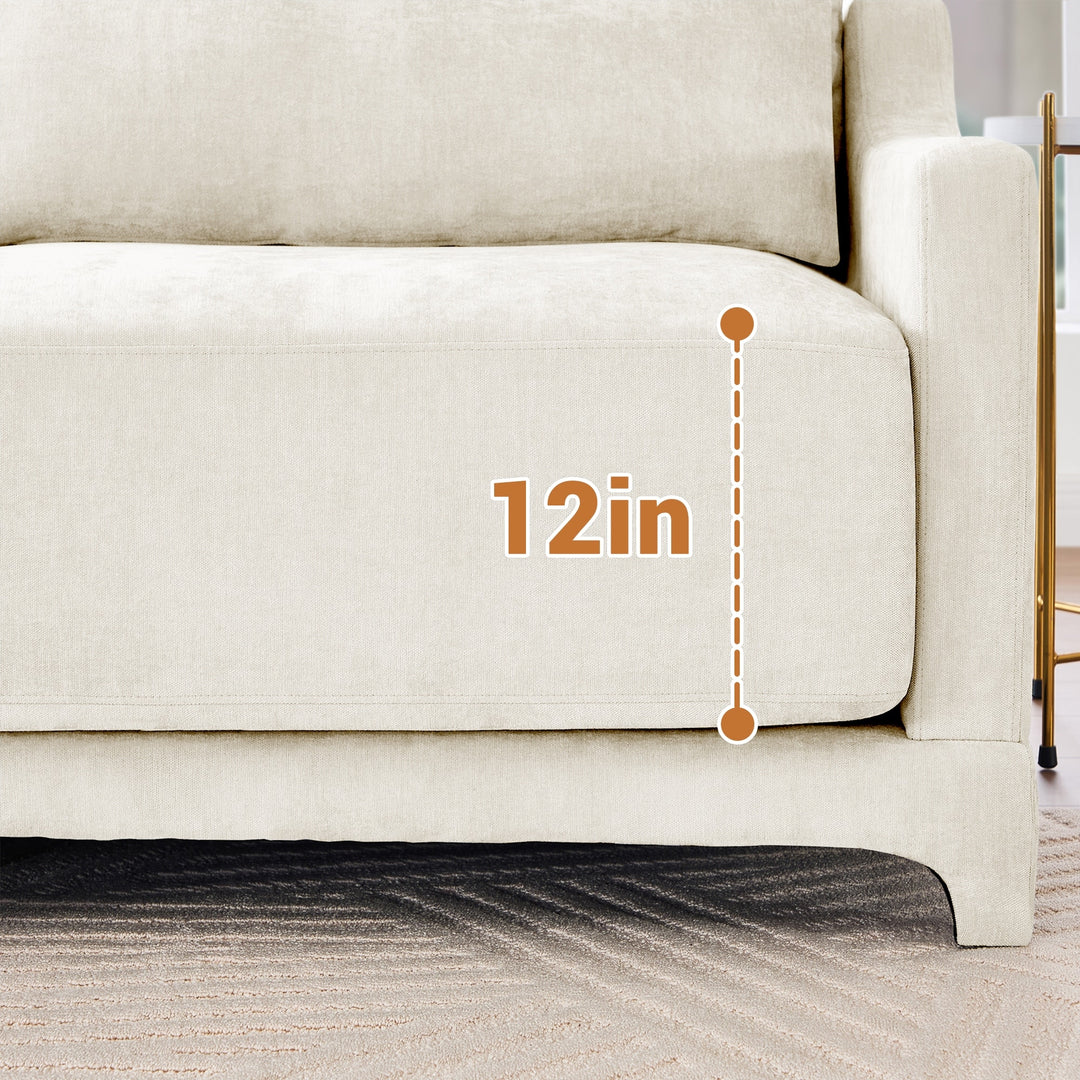 Modern Chenille 4-Seater Sofa with 2 Ottoman, Lumbar Cushions, Ergonomic Backrest, High-Resilience Spongeand Tufted Armrests
