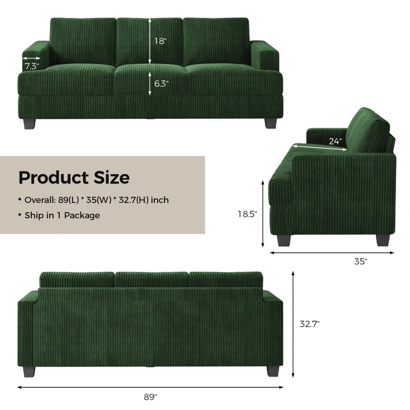 89 Inch Sofa Couch, Fabric 3 Seater Sofa for Living Room Apartment Office
