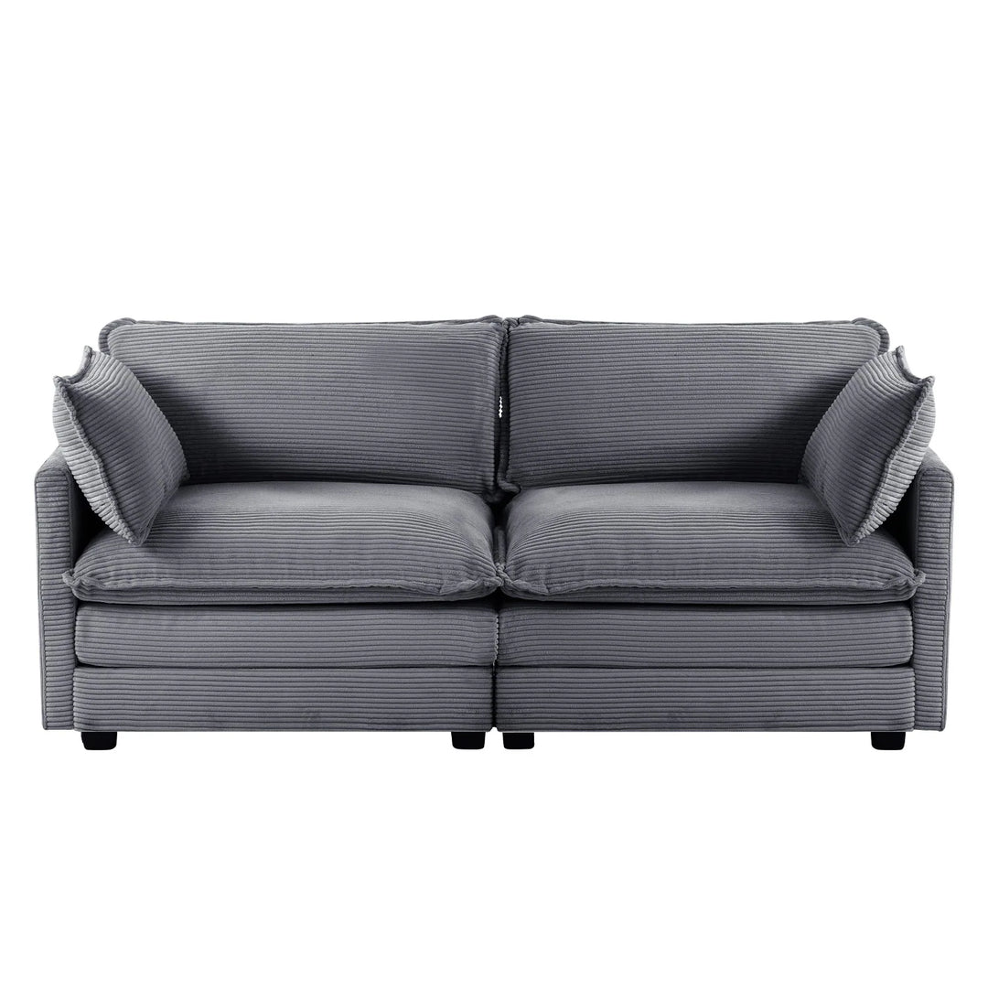 Corduroy Sectional Sofa with Removable Ottomans & Ultra-Soft Cushions for Living Room & Bedroom