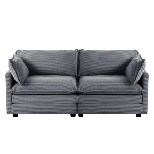 Corduroy Sectional Sofa with Removable Ottomans & Ultra-Soft Cushions for Living Room & Bedroom