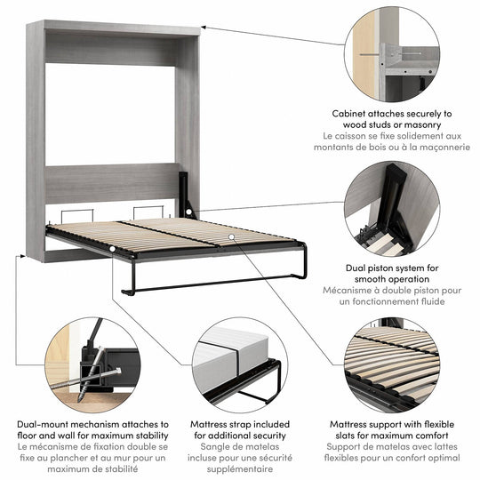 Pur 65W Queen Murphy Bed for Multipurpose Room by