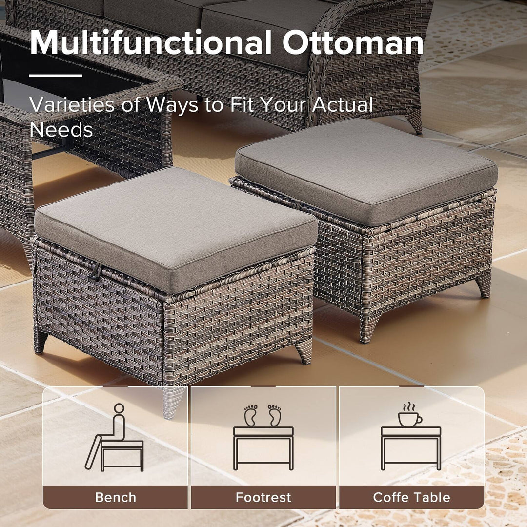 7-Piece Patio Furniture Set with Swivel Glider Chairs, 6-Inch Ultra-Plush Cushions & Water-Resistant Olefin Fabric