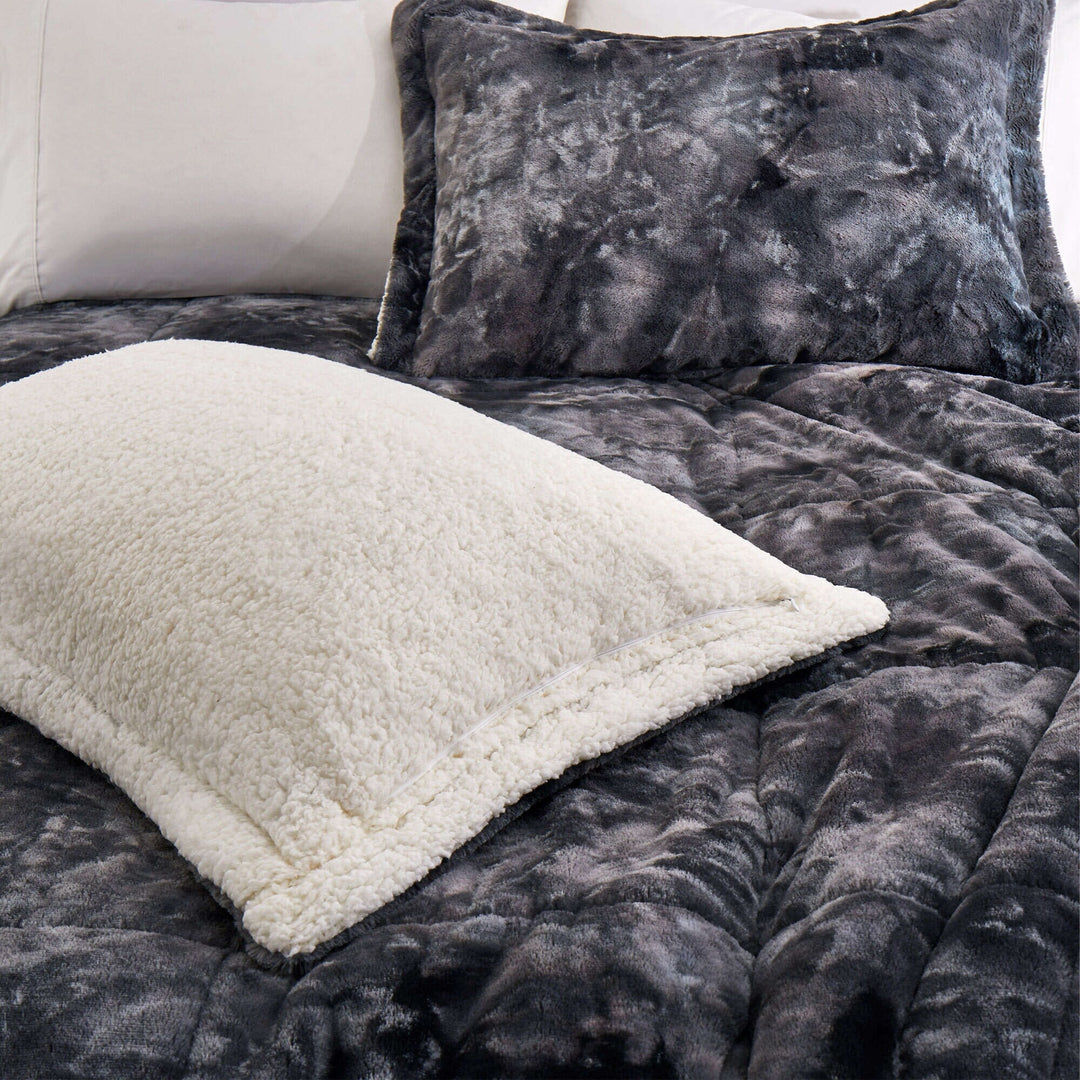 3 Piece Winter Reversible Comforter Set Faux Shearling Ultra Soft Minky Plush and Fuzzy Fleece Microfiber