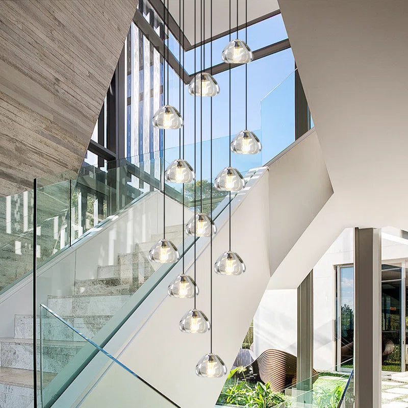 Bigham 12 - Light Cluster Chandelier LED Long High Ceiling Pendant for Stairs