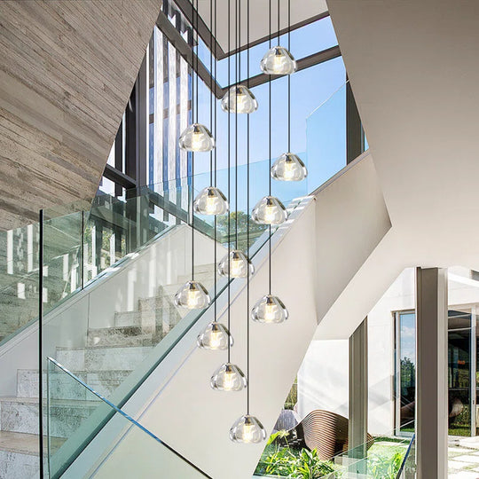 Bigham 12 - Light Cluster Chandelier LED Long High Ceiling Pendant for Stairs