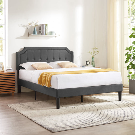 Javlergo Modern Upholstered Bed Frame with Height Adjustable Headboard Heavy-Duty Frame No Box Spring Needed