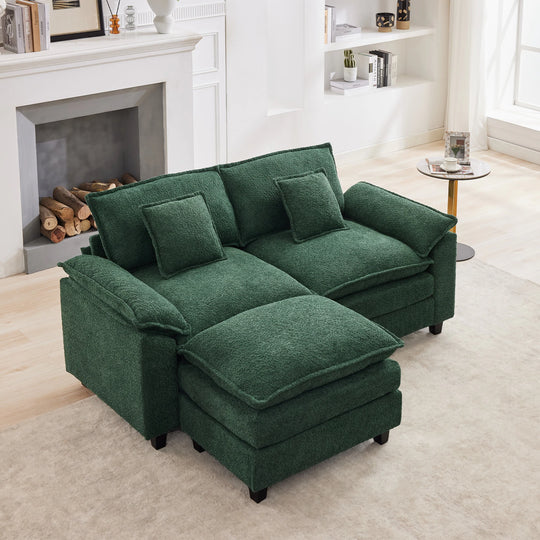 Modular Chenille Sectional Sofa with Ottomans, Deep Seat, Wide Padded Armrests, 2-Seat / 3-Seat / 4-Seat Options