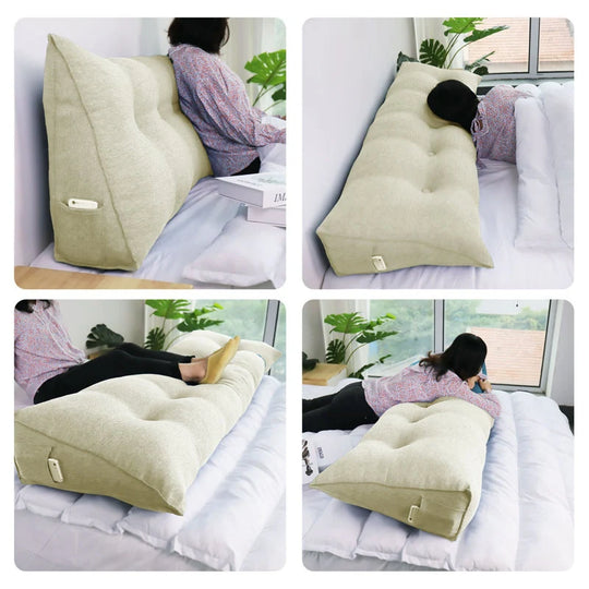 Bed Rest Wedge Reading Pillow Headboard Back Support Cushion