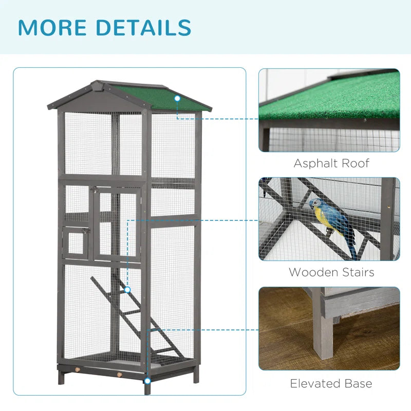 Fortuna 65'' Wood Pointed Top Flight Cage with Tray