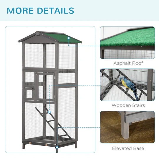 Fortuna 65'' Wood Pointed Top Flight Cage with Tray