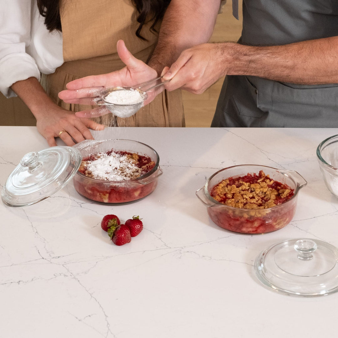 Baker'S Basics 2-Piece Glass Casserole Baking Dish Set with Glass Covers