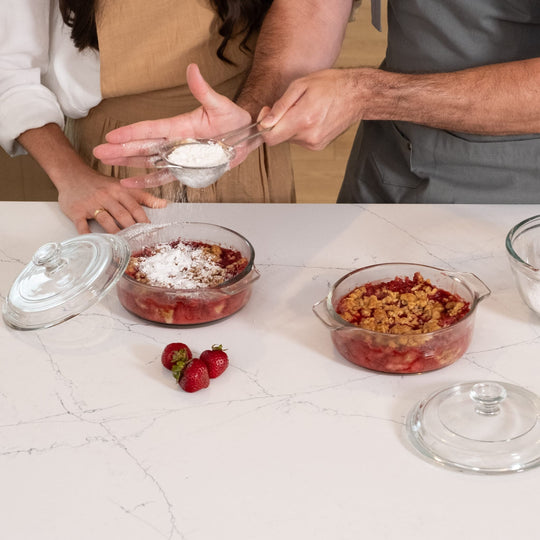 Baker'S Basics 2-Piece Glass Casserole Baking Dish Set with Glass Covers