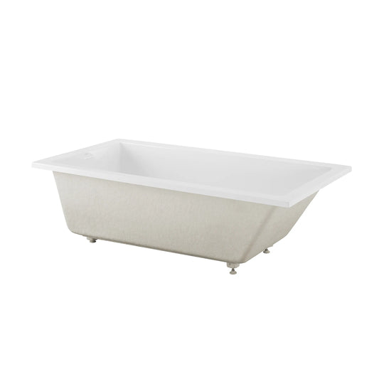 Voltaire 72 X 36 Reversible Drain Soaking Drop-In Bathtub in Glossy White with Integrated Overflow, Drain Included