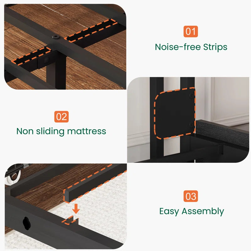 Bed Frame with 6 Storage Drawers, Linen Upholstered Headboard, Built in Charging Station and Led