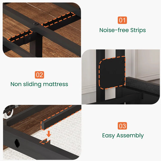 Bed Frame with 6 Storage Drawers, Linen Upholstered Headboard, Built in Charging Station and Led