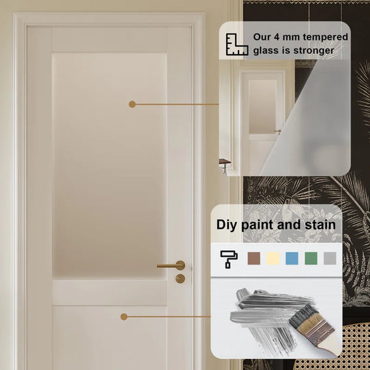 Bathroom Door Solid Manufactured Wood Prefinished Glass Standard Door without Hardware Kit
