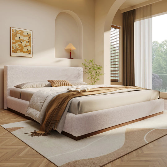 - Colette Boucle Upholstered Bed with Headboard