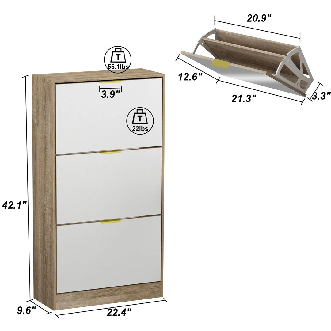 Mirrored Flip Drawer Shoe Cabinet Storage Cabinet Organizer