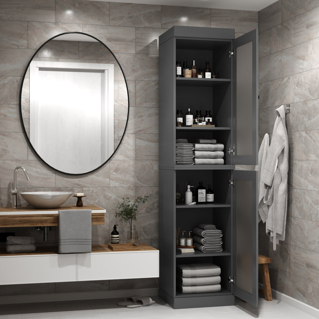 100% Solid Wood Bathroom Storage Cabinet, Adjustable Shelves, 16.5" Wide, 35.75" Tall