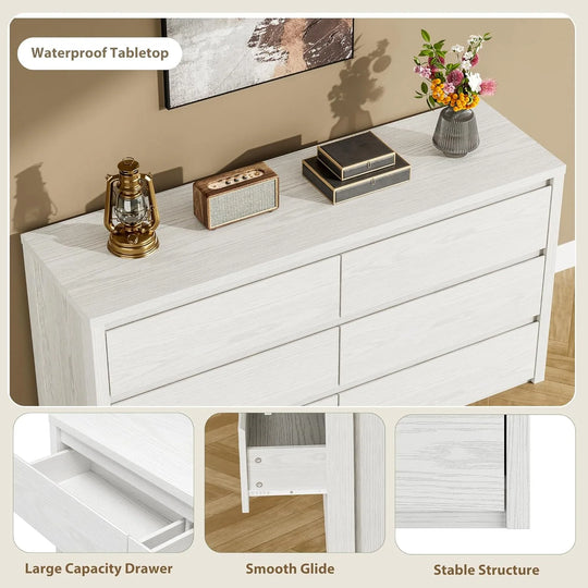 7-Drawer Dresser for Bedroom,Wide Wood Chest with Handle-Free Design,Modern Storage Cabinet for Living Room or Entryway