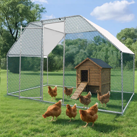 Large Metal Chicken Coop with Rain Cover