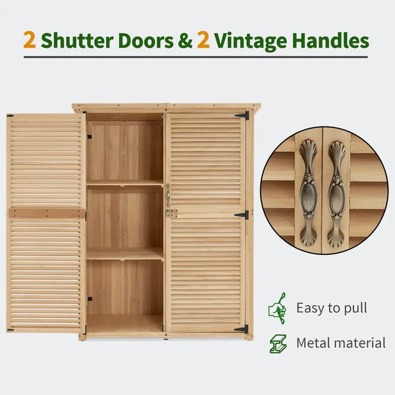Outdoor Storage Cabinet Shed, Shuttered Doors with Lock, Wooden 0709 / 0808 / 1900