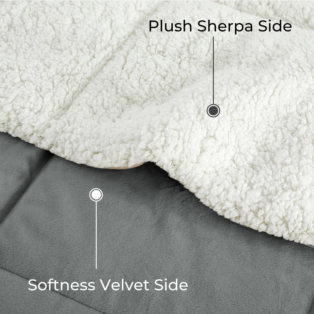 3 Piece Winter Reversible Comforter Set Faux Shearling Ultra Soft Minky Plush and Fuzzy Fleece Microfiber