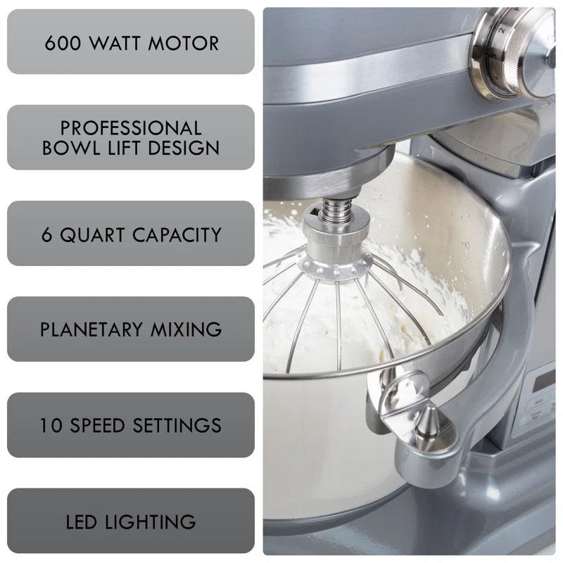 Elite 6 Qt Bowl-Lift Stand Mixer with Countdown Timer, 600 Watts