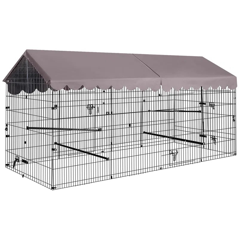 Chicken Coop 88" Metal Chicken Run with Waterproof Cover Chicken House