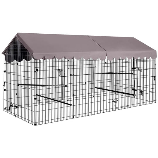Chicken Coop 88" Metal Chicken Run with Waterproof Cover Chicken House