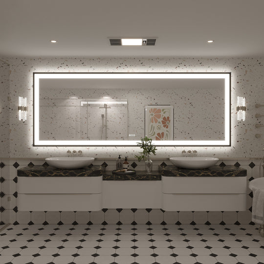 Extra Large Black Frame LED Bathroom Vanity Mirror with 3 Years Warranty and UL Certified
